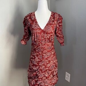 Veronica Beard Burgundy Floral Mini Dress